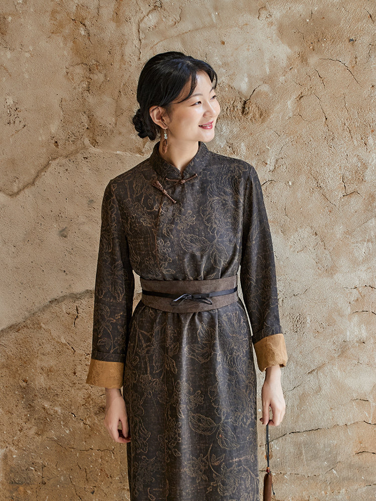 布小匠中式香云纱连衣裙年轻款