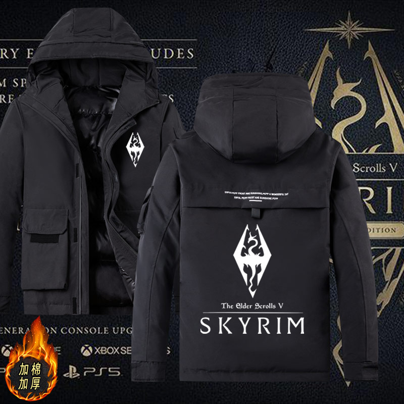 上古卷轴5天际游戏周边RPG老滚4湮灭衣服男冬季加棉加厚外套潮jl