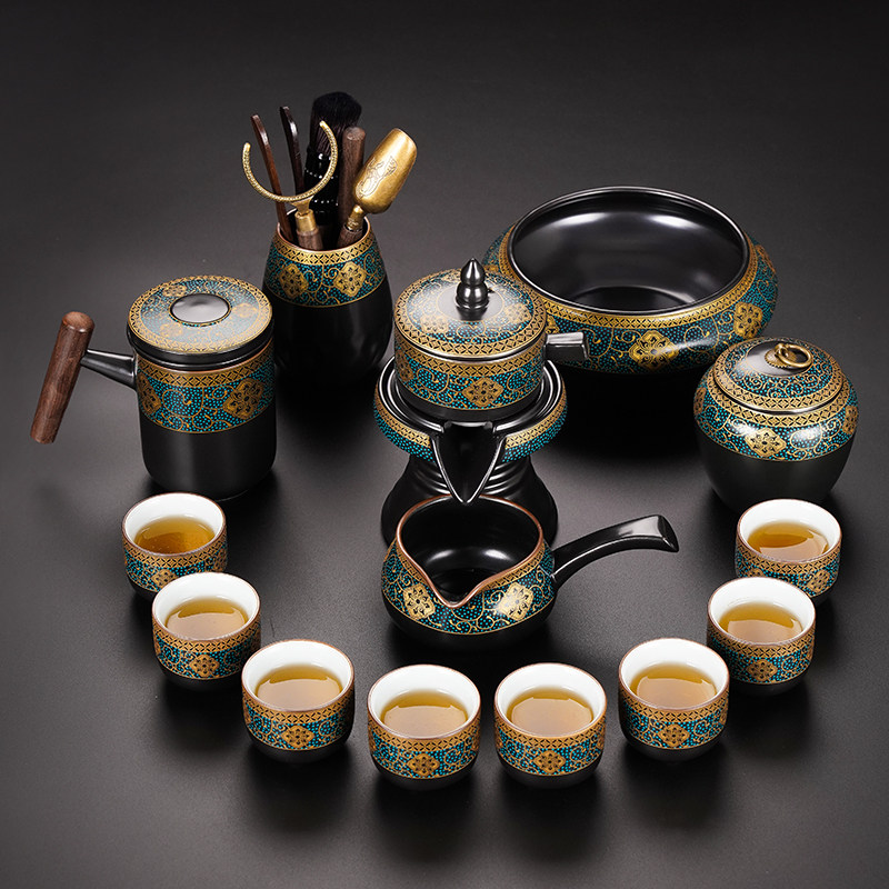 陶福气 覆古功夫茶具套组 家用茶盘自动泡茶壶茶罐六君子茶道全套