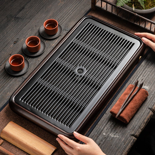 2025新款高档轻奢电木实木茶盘家用茶具泡茶台电胶木沥水盘茶托盘