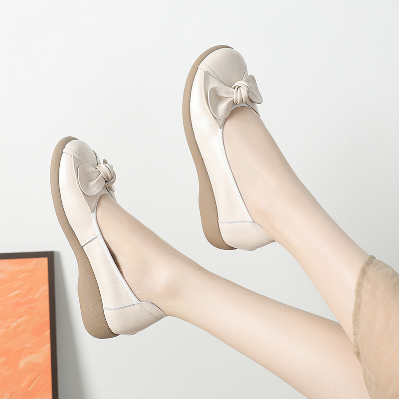 夏季平底蝴蝶结钱口语豆豆鞋女鞋