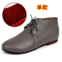 2026 Summer New style fleece leather shoes, genuine leather flat casual shoes, mom shoes, oversized women's shoes, 41-43 ankle boots for women thumbnail 6