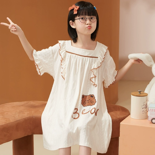 Пижама, тонкая детская летняя юбка для принцессы, короткий рукав