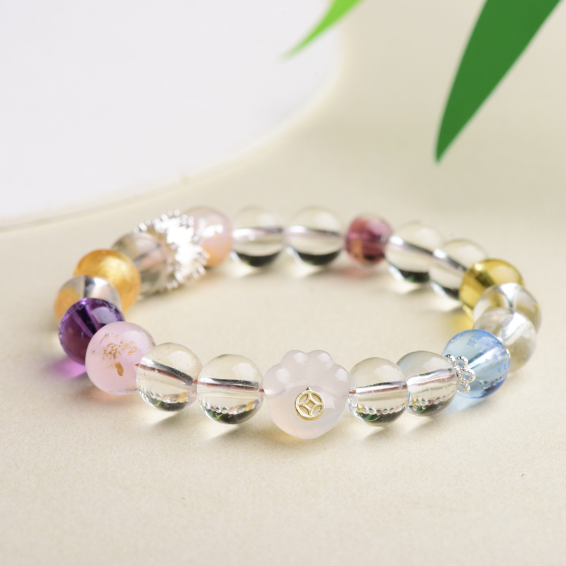 新中式多宝手串女彩虹糖果色琉璃珠手链小众设计轻奢简约串珠礼物