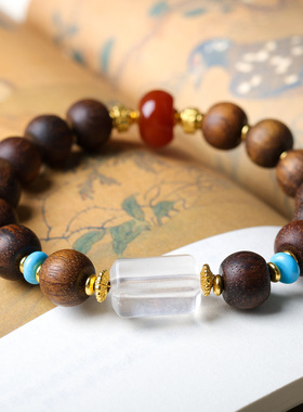 黄奇楠沉香木灯笼珠手串六棱手串