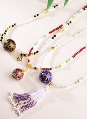 非遗大漆新中式锁骨链流苏背云