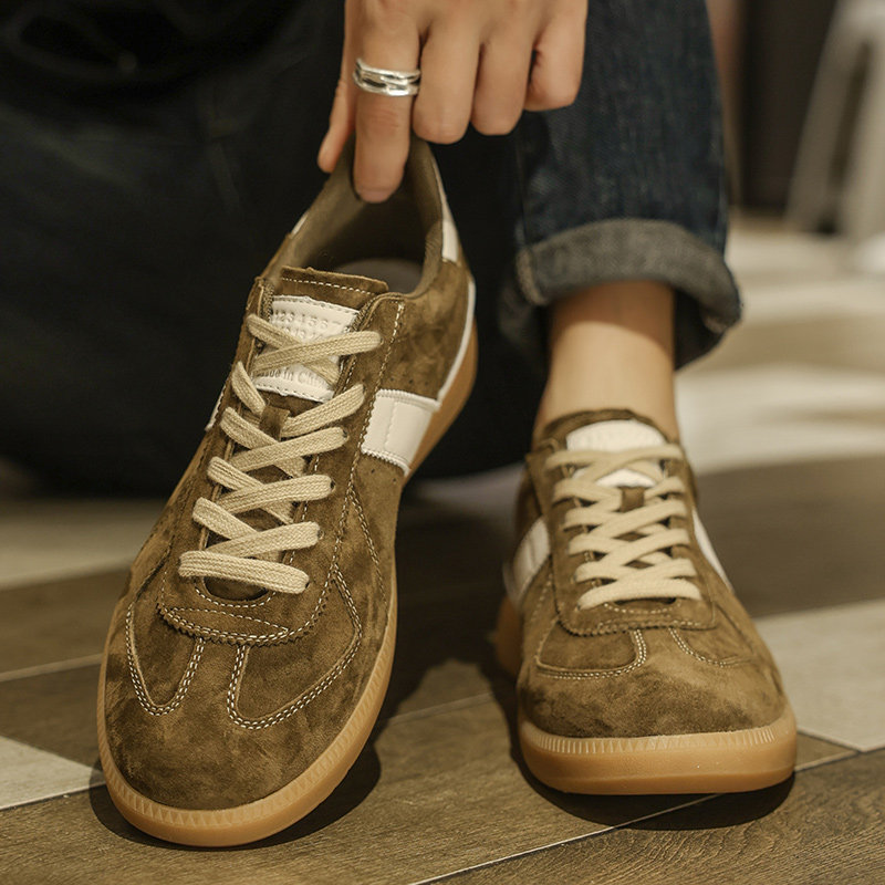 真皮翻毛皮鞋男鞋复古阿甘德训小白鞋牛筋底滑板鞋运动休闲潮鞋子,流行男鞋,德训鞋,淘宝优惠券,粉丝福利购,淘宝优惠卷