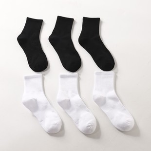 外贸薄透气排汗纯色百搭运动短筒袜 男士 日单试衣间 一卡三双