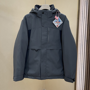 90白鸭绒！软壳运动型！户外防风防水冬季男士拼色连帽工装羽绒服