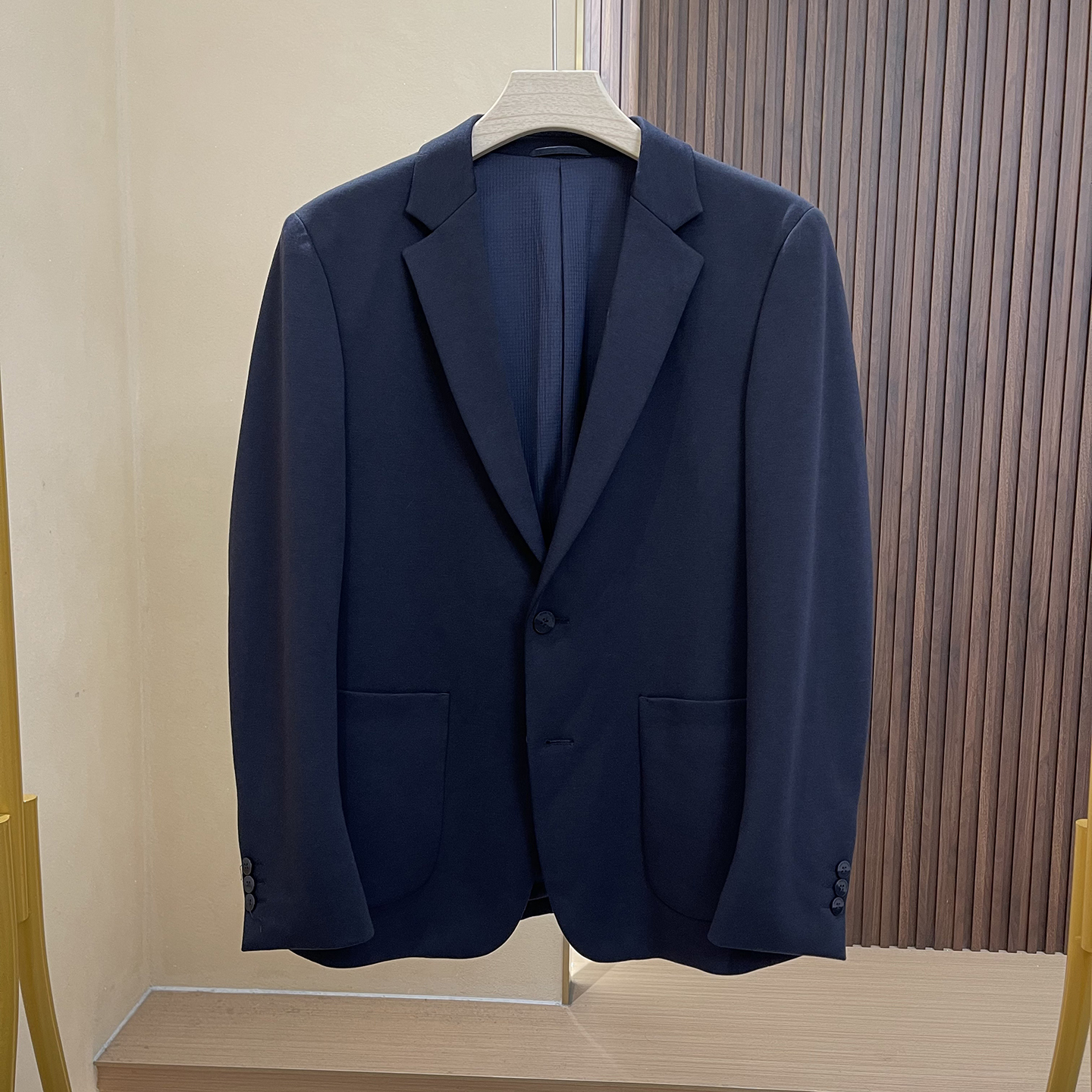 免烫抗皱藏藏青西服外套弹力西装
