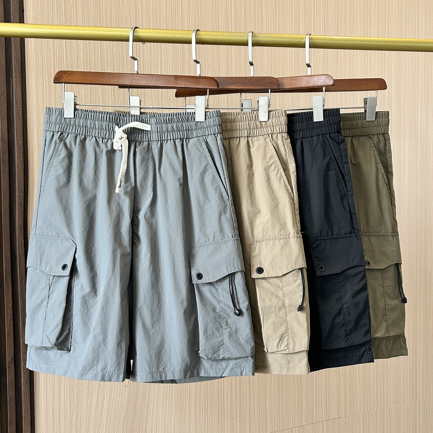 轻薄透气速干松紧腰宽松直筒休闲短裤夏季新品抽绳百搭工装五分裤