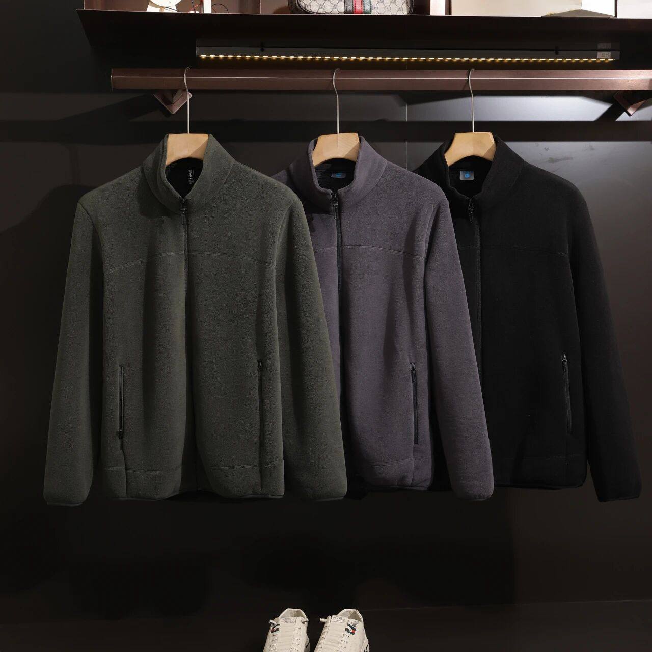 加厚奥粒绒！外贸男装工厂尾货秋冬季休闲立领摇粒绒纯色夹克外套,男装,夹克,淘宝优惠券,粉丝福利购,淘宝优惠卷