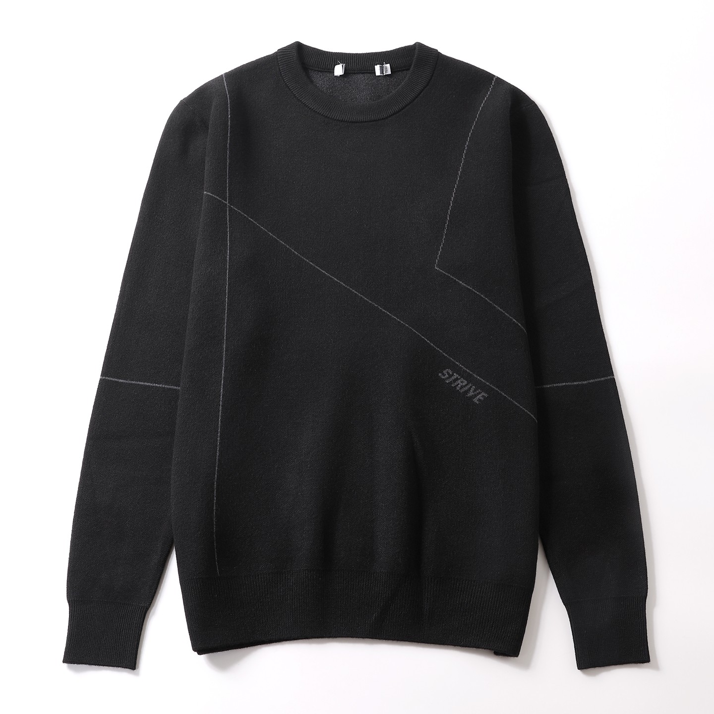 权贵黑抗起球加厚圆领套头针织衫