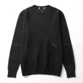 H系 秋冬保暖男毛衣 加厚圆领套头针织衫 权贵黑 抗起球包芯纱