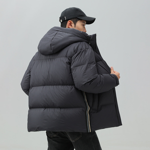 线下1000+高蓬松90鸭绒连帽羽绒服男冬季加厚保暖短款面包服外套