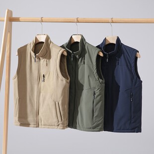 外套男 户外防水休闲无袖 双面穿设计 简约保暖摇粒绒立领马甲秋季