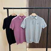 夏季 纽扣针织衫 男士 男短袖 纯色软弹力烫钻翻领POLO衫 超细腻针织