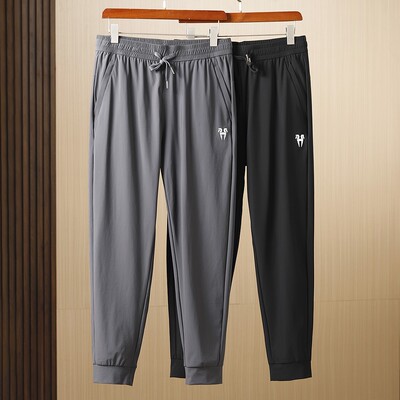 凉感冰丝户外高弹速干束脚卫裤男