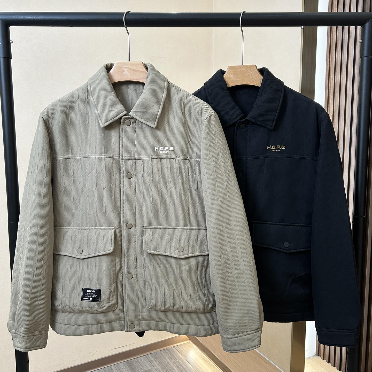 【H家】是羽绒服!重工提花刺绣!大口袋工装风秋冬男士剪标外套