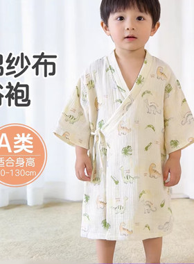儿童纯棉纱布浴袍游泳专用可穿式