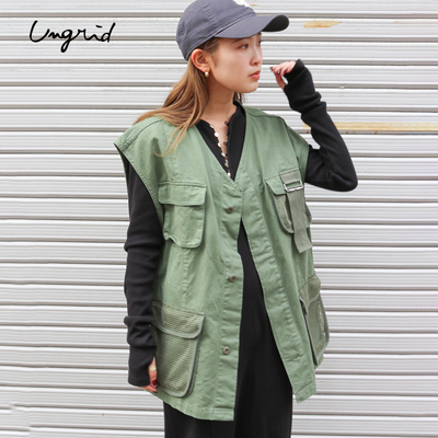 Ungrid2025年春季休闲口袋网眼落肩工装背心马甲背心1125202203