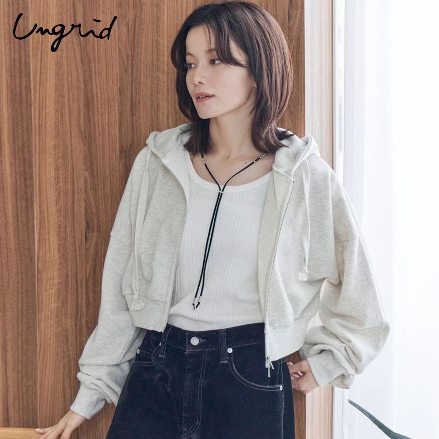 Ungrid25秋季新品拉链连帽外套