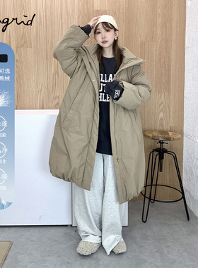 Ungrid2024冬季新品通勤少女感气球下摆羽绒服长款外套1124402900