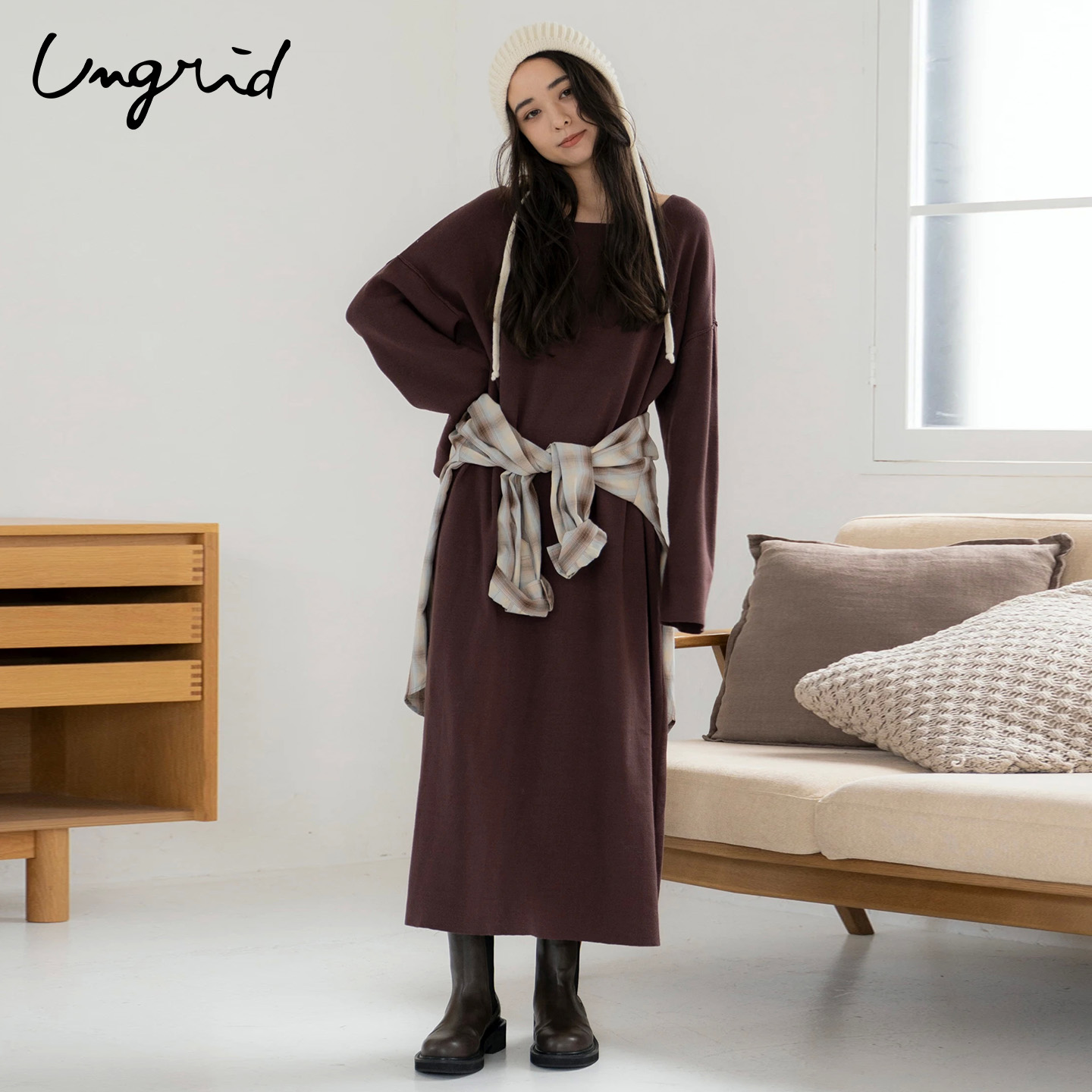 Ungrid25秋季新品针织连衣长裙