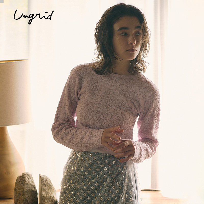 Ungrid2025年春季新品圆领宽松后背镂空系带针织上衣1125226232,女装/女士精品,毛针织衫,淘宝优惠券,粉丝福利购,淘宝优惠卷