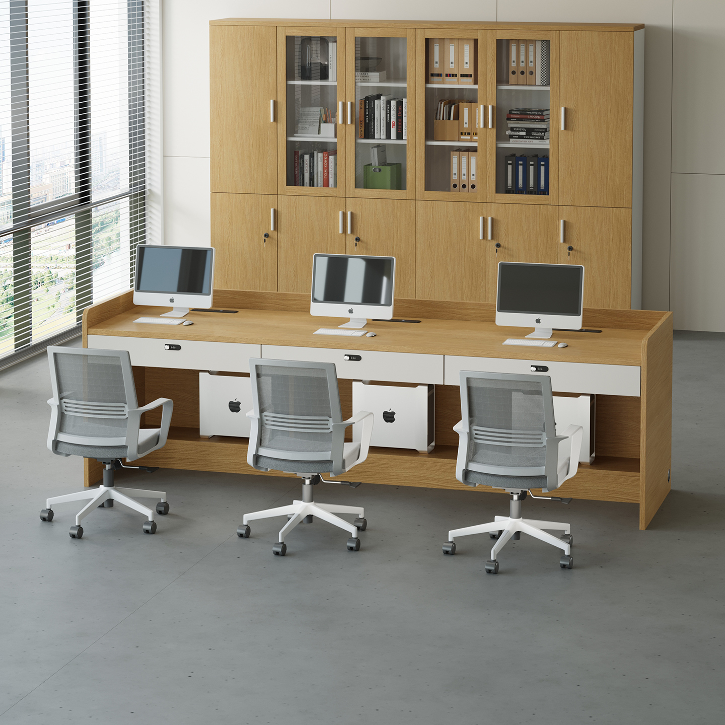 定制德佑中介办公桌员工位234人位职员办公桌椅组合前台桌接待台