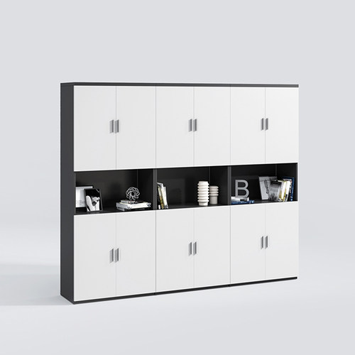 木质文件柜资料档案柜书架白色展示储物柜办公室书柜带锁组合柜子