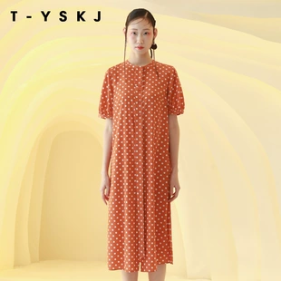 新款 连衣裙圆领波点淡雅女装 TYSKJ台绣2022年夏季 时尚 设计感衬衫