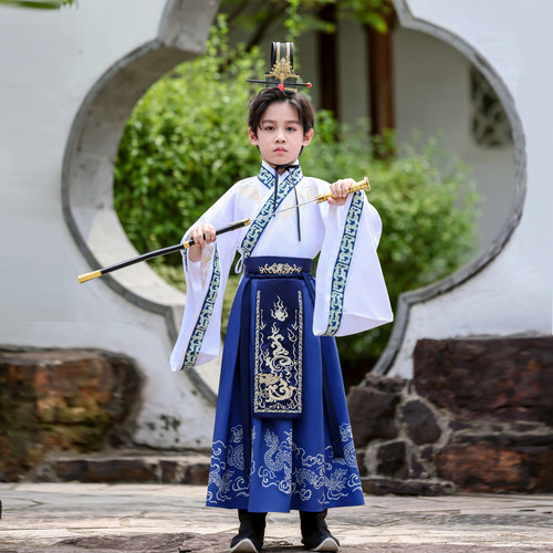 男孩古装大臣演出服儿童高端汉服