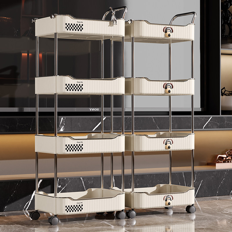 小推车零食置物架落地厨房卧室浴室收纳架移动多层婴儿书架储物架