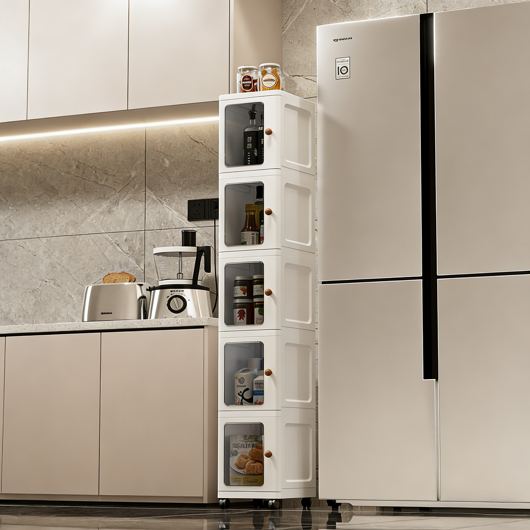 厨房夹缝收纳柜缝隙窄边置物架