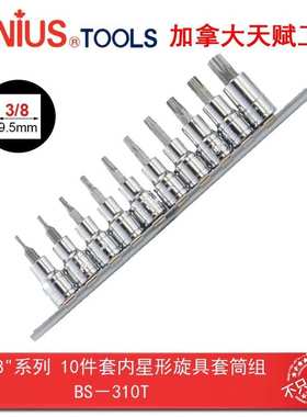 Genius天赋进口工具3/8系列10mm10件套内星形旋具套筒组BS-310T