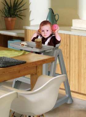 双剑儿童餐椅吃饭椅多功能带滑轮可固定塑料移动桌椅带可调节卡带