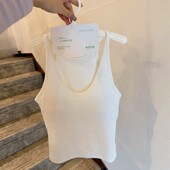 买到了人生背心 显瘦百搭美背女 白色一体胸垫可外穿吊带收腰修身