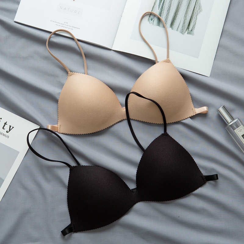 内衣女薄款夏天少女细带小胸露肩美背式性感聚拢三角杯无钢圈胸罩