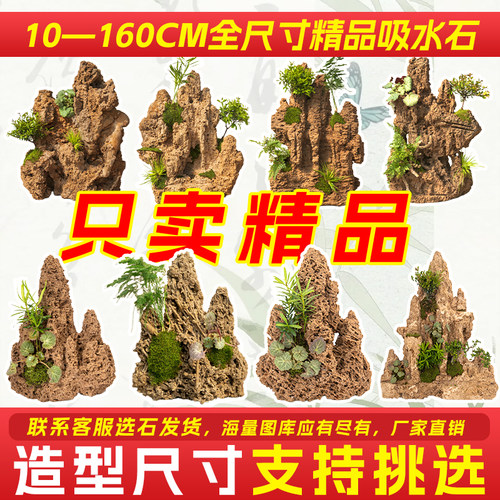 精品上水石吸水石盆景鱼池假山微景观装饰天然假山石头造景原石
