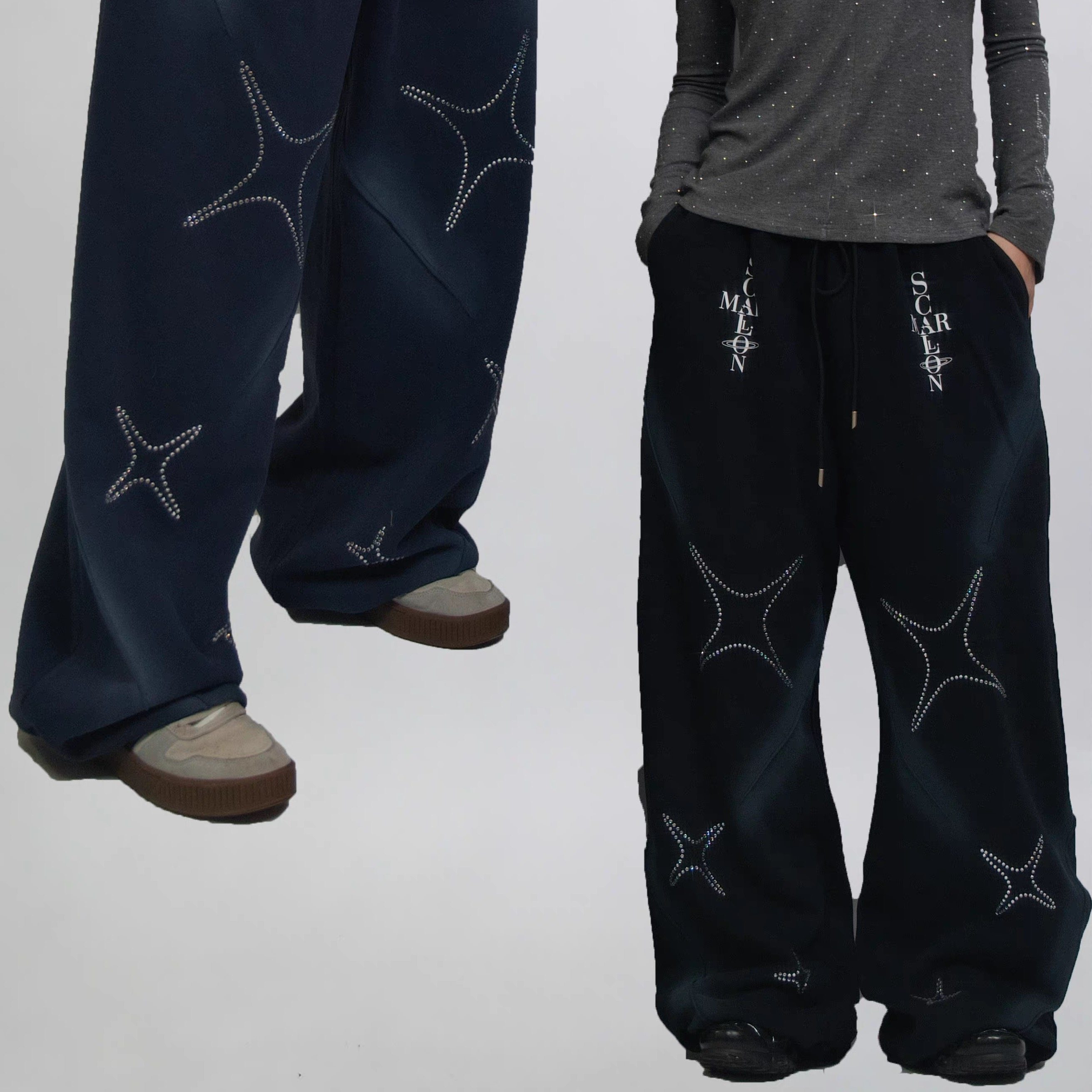 MarScallion葱啊喷色宽松跳舞卫裤男女同款水钻水系爵士街舞重磅,运动服/休闲服装,运动长裤,淘宝优惠券,粉丝福利购,淘宝优惠卷