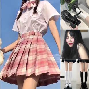 可爱日系女装 学生校服衬衫 大佬cos 200斤九件套jk制服伪娘套装 大码