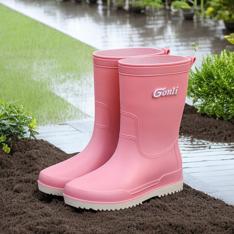 日系雨鞋女中筒雨靴时尚外穿女鞋防水厨房防滑洗车胶鞋保暖女绒靴