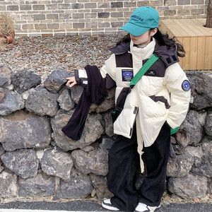 2023冬季新款工装派克儿童羽绒服短款男女童加厚中大童宝宝外套潮