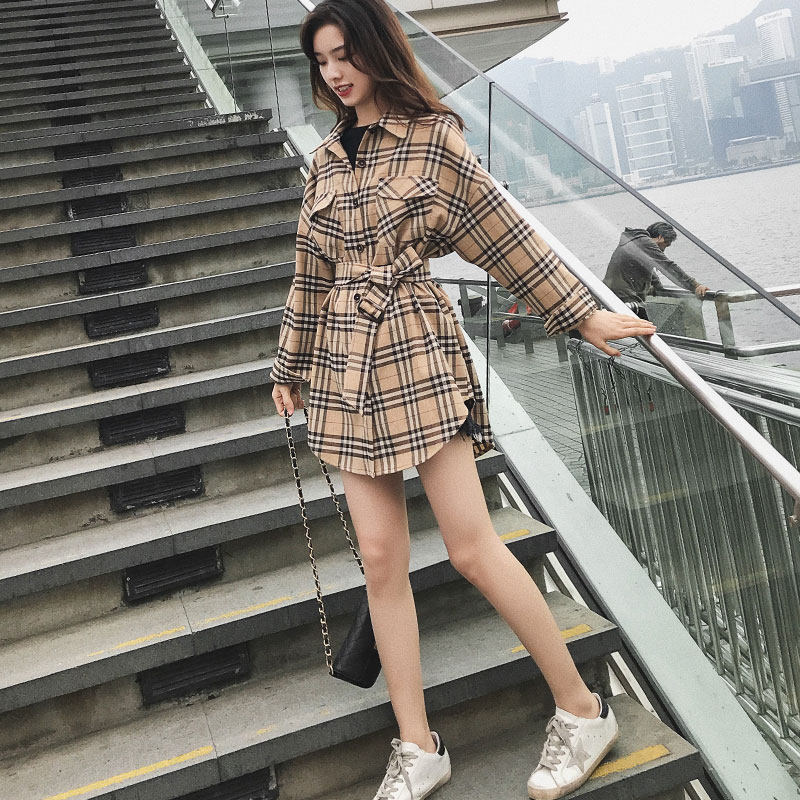 格子襯衫女韓版中長款設計感小衆2019新款格紋收腰很仙的上衣洋氣在類目 女裝/女士精品, 襯衫中 - 來自Buy2taobao.com提供專業的淘寶代購服務