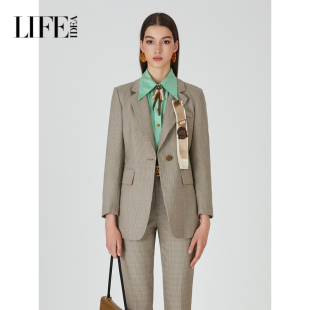 莱芙艾迪儿秋冬职场通勤知性优雅西装 收腰外套 外套女复古修身