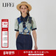 女夏浪漫印花法式 莱芙艾迪儿品牌气质短袖 衬衫 上衣1E2S25086
