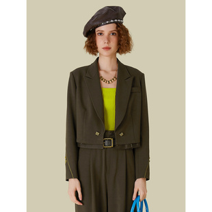 复古高级感短外套女秋季 5E3W51052 拼接设计休闲小西装