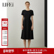 莱芙艾迪儿赫本风连衣裙女夏季 小黑裙子 收腰显瘦圆领短袖 新款 女装