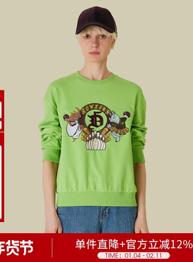 宽松休闲减龄卫衣女秋季刺绣圆领套头长袖上衣5E3S28096